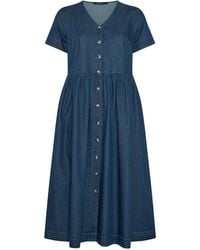 Evans - Short Sleeve Button Thru Denim Maxi Dress - Lyst