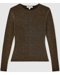 Reiss - Metallic-knit Long-sleeve Top - Lyst