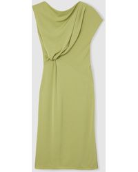 Reiss - Off-Shoulder Tuck-Detail Midi Dress - Lyst
