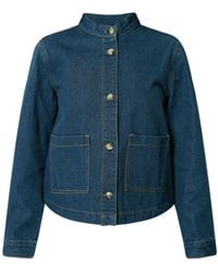 PixieGirl Petite - Collarless Denim Jacket - Lyst