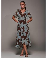 Jolie Moi - Chiffon Pleated Dip Hem Maxi Dress - Lyst