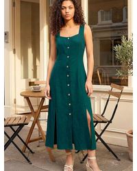 Roman - Petite Linen Blend Buttoned Midi Dress - Lyst