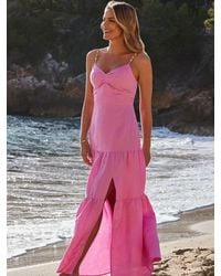 Sosandar - Linen Rich Tiered Hem Maxi Dress - Lyst