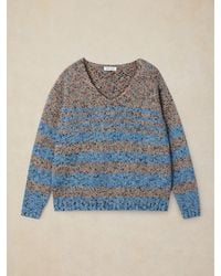 White Stuff - Texture Stripe V-Neck Jumper - Lyst