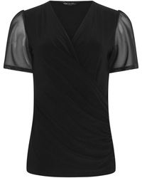 M Com - Short Sleeve Wrap Top - Lyst