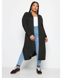 Yours Curve - Lang Geschnittene Strickjacke Mit Rippung42-44 - Lyst