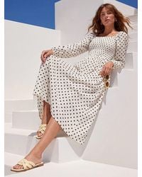 Roman - Gerafftes Midi-Kleid Mit Punkten - Lyst