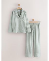 Next - Sage Shadow Stripe Studio Button Through Pyjamas - Lyst