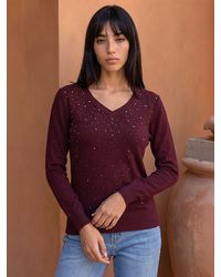Roman - Petite Faux Pearl Hotfix Knit Jumper - Lyst