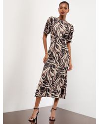 Lipsy - Military Button Short Sleeve Midi Jersey Dress - Lyst