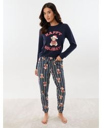 Threadbare - Cotton Teddy Bear Print Christmas Pyjamas Set - Lyst