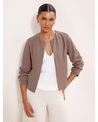 Lipsy - Taupe Cropped Collarless Jersey Blazer - Lyst