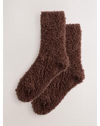 Next - Chocolate/Plum Teddy Fleece Cosy Socks 2 Pack - Lyst