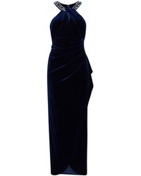 Gina Bacconi - Naomi Beaded Velvet Halter Neck Maxi Dress - Lyst