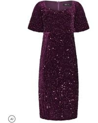 M Com - Petite Sequin Velvet Square Neck A-Line Dress - Lyst