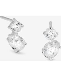 Simply Silver - 925 Cubic Zirconia Duo Stone Stud Earrings - Lyst