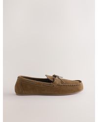 Next - Taupe Suede Bow Moccasins - Lyst