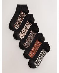 Next - Leopard Footbed Trainers Socks 5 Pack - Lyst