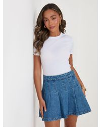 Threadbare - Denim Pleated Mini Skirt - Lyst