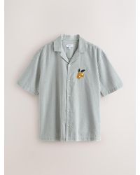 Next - Relaxed Fit Embroidered Revere Collar Short Sleeve Shirt - Lyst