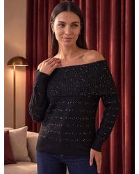 Roman - Sequin Bardot Jumper - Lyst