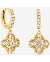 Jon Richard - Plated Pave Clover Earrings - Lyst