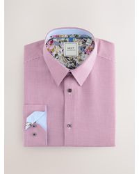 Next - Slim Fit Easy Care Textured Trimmed Shirt - Lyst