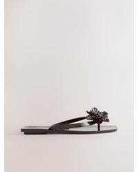 Next - Beach Flower Trim Square Toe Flip Flops - Lyst