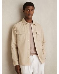 Reiss - Cotton Twill Twin Pocket Overshirt With Stretch - Lyst