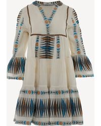 Devotion Twins - Paradise Embroidered Stripe Short Dress - Lyst