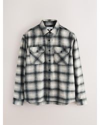Next - Twin Pocket Long Sleeve Check Overshirt - Lyst