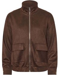 PixieGirl Petite - Pixiegirl Petite Suedette Funnel Neck Bomber Jacket - Lyst