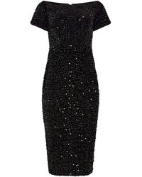M Com - Sequin Velvet Notch Neck Shift Dress - Lyst