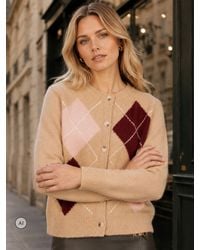 Yumi' - Argyll Knitted Cardigan - Lyst