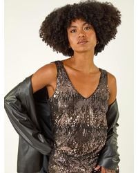 Roman - Sequin V-Neck Vest Top - Lyst
