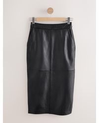 Next - N. Premium Real Leather Pencil Skirt - Lyst