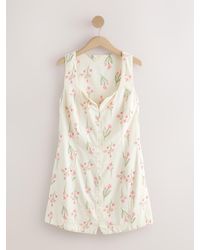 Next - Linen Rich Button Through Collared Dress - Lyst