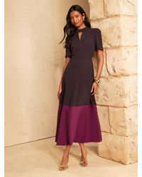 Love & Roses - Love & Roses Tailored Colour Block Short Sleeve Fit And Flare Midi Dress - Lyst