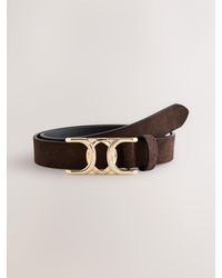 Next - Statement Buckle Regular Suede Belt - Lyst