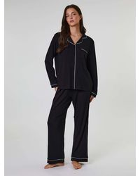 Loungeable - Trim Long Sleeve Soft Rib Button Through Pyjamas - Lyst