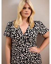 Live Unlimited - Petite Ditsy Wrap Front Short Sleeve Midaxi Dress - Lyst