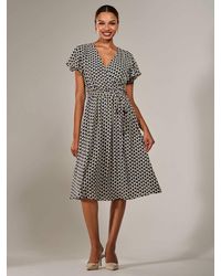 Jolie Moi - Short Sleeve Side Tie Midi Dress - Lyst