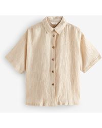 Next - Short Sleeve Textured Co-Ord Shirt With Linen - Lyst