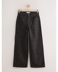 Next - Chocolate True Leopard Print Wide Leg Denim Jeans - Lyst