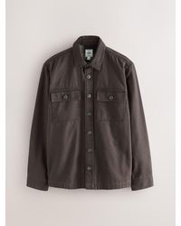 Next - Plain Canvas Check Lined Shacket - Lyst