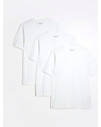 River Island - Regular Fit Crew Neck Cotton Jersey T-Shirts 3 Pack - Lyst