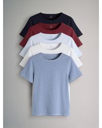 The Set - 5 Pack Short Sleeve Fitted Crew Neck T-Shirts//Stripe/Light - Lyst