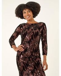 Roman - Sequin Velvet Shift Stretch Dress - Lyst