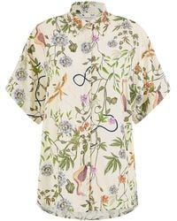Yumi' - Relaxed Fit Shirt With Botanical Print - Lyst