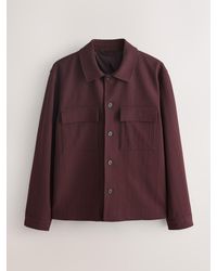 Next - Burgundy Smart Textured Twin Pocket Shacket - Lyst